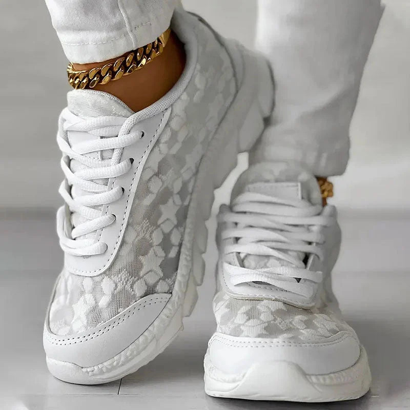 Women's White Mesh Orthopedic Sneakers – Arch Support Comfort Shoes