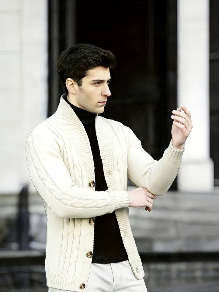 Trevor | Herren Zopfstrick-Cardigan mit Knöpfen