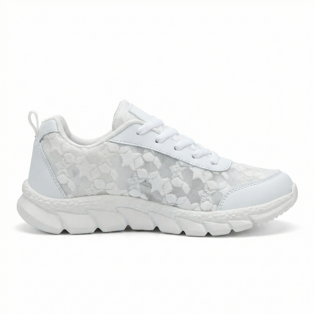 Women's White Mesh Orthopedic Sneakers – Arch Support Comfort Shoes