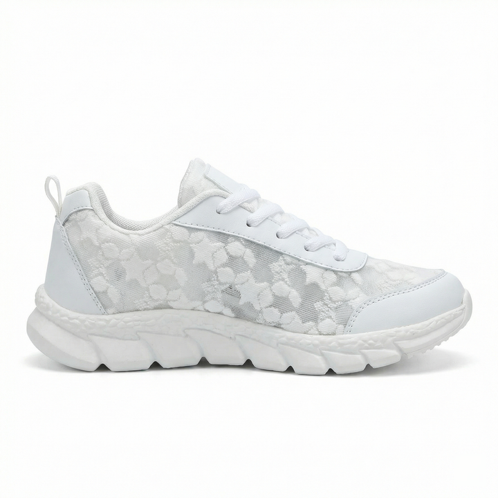 Women's White Mesh Orthopedic Sneakers – Arch Support Comfort Shoes