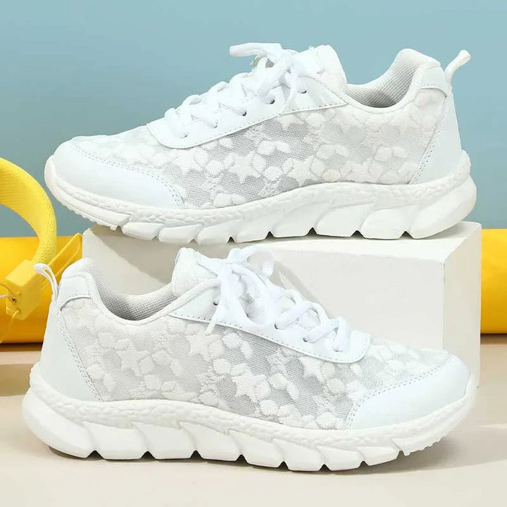 Women's White Mesh Orthopedic Sneakers – Arch Support Comfort Shoes