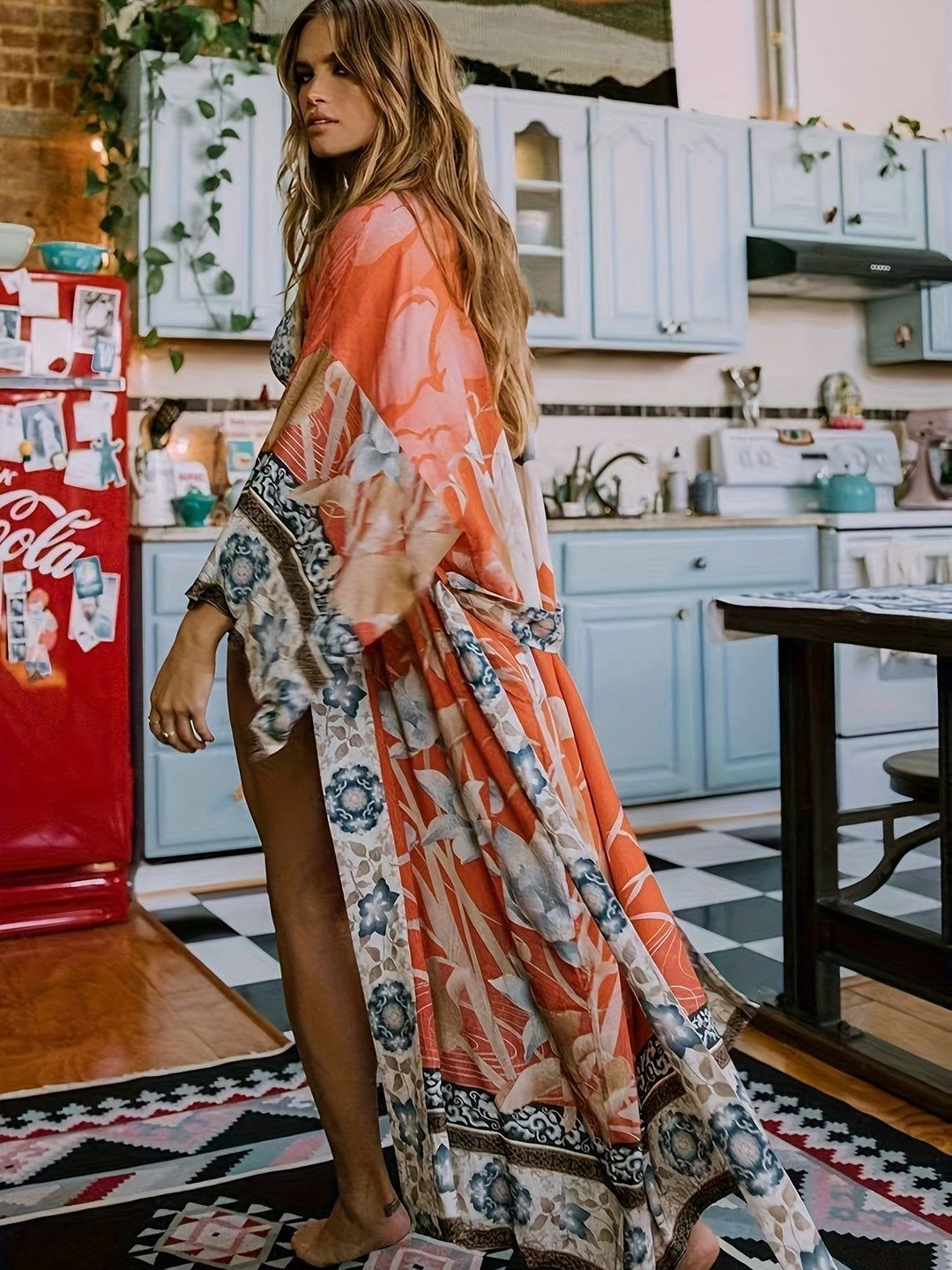 Women's kimono with floral pattern – Light summer kimono