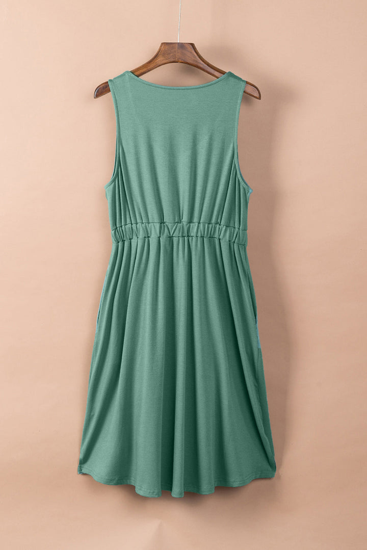 Armelloses Mini Dress Tencel - Modal High Waist Draped Detail