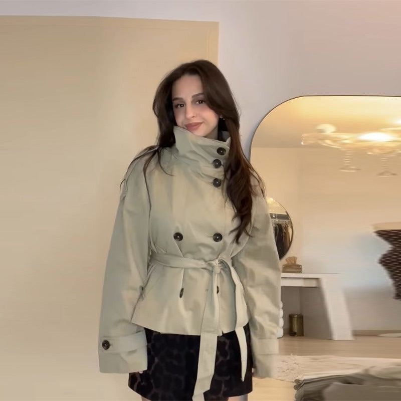 Damen Trenchcoat Tailliert Stylische Kragen Casual Frühling Herbst