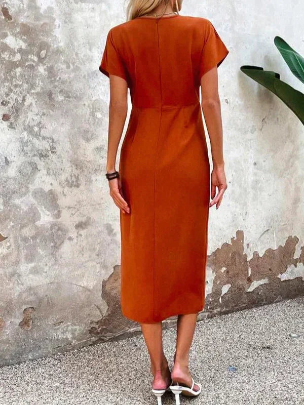 Women's midi dress viscose wrap design elegant for summer