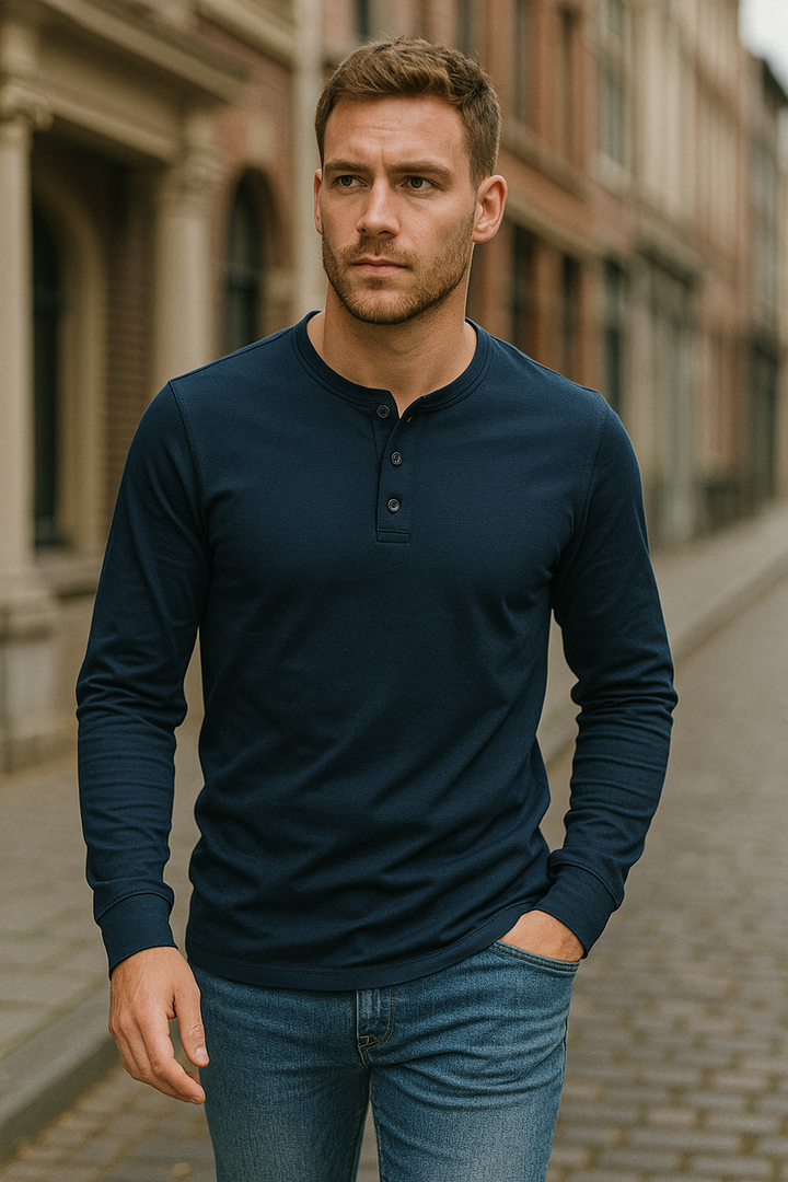Herren Langarm Shirt Knopen Casual Bequeme Pasvorm