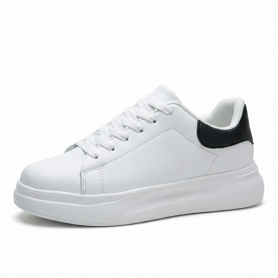 Damen Weiße Textil Schnür-Sneaker – Lässige Orthopädische Walking Turnschuhe