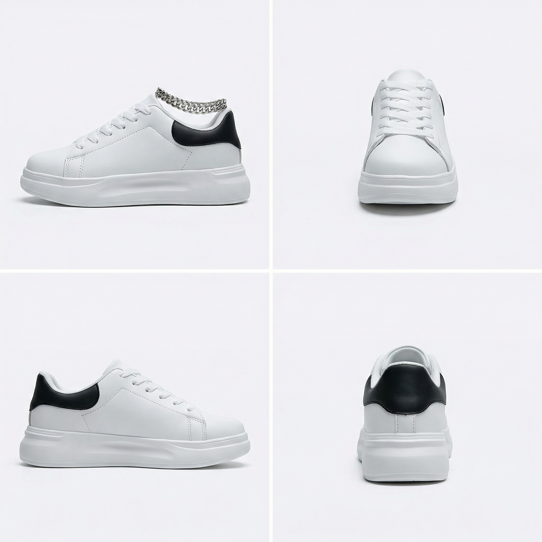Damen Weiße Textil Schnür-Sneaker – Lässige Orthopädische Walking Turnschuhe