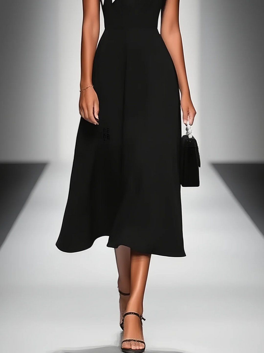 Colorblock midi dress with square neckline