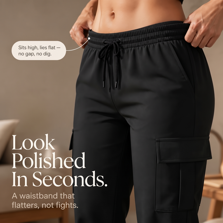 Damen Cargo Jogger Hohe Taille Weites Bein