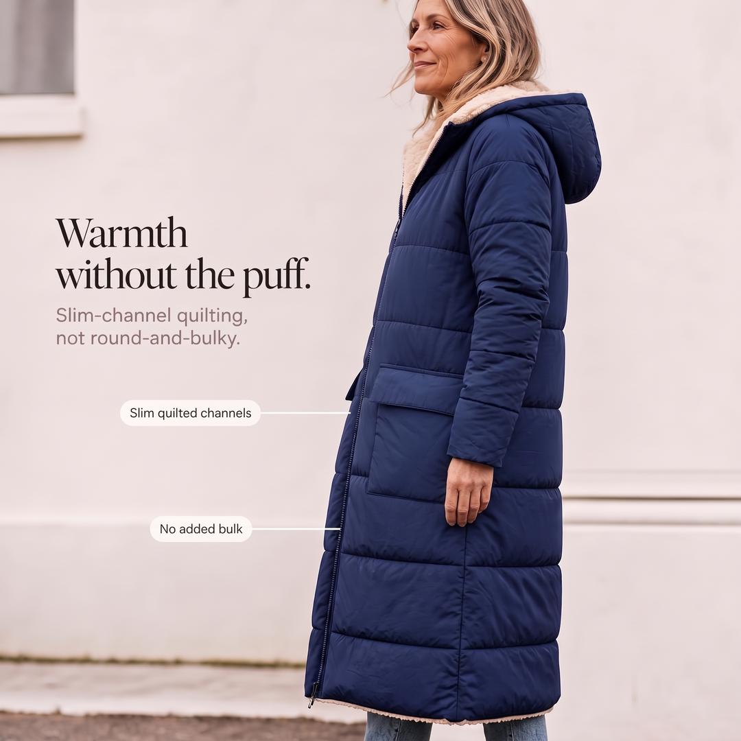 Damen Wendemantel Steppstoff Und Sherpa