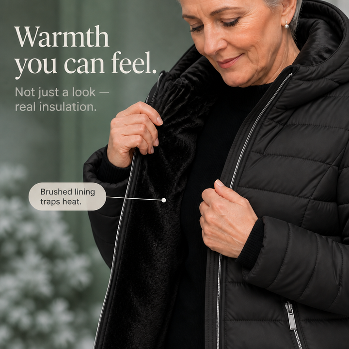 Damen Winterjacke Mittellang Mit Plüsch Und Kapuze