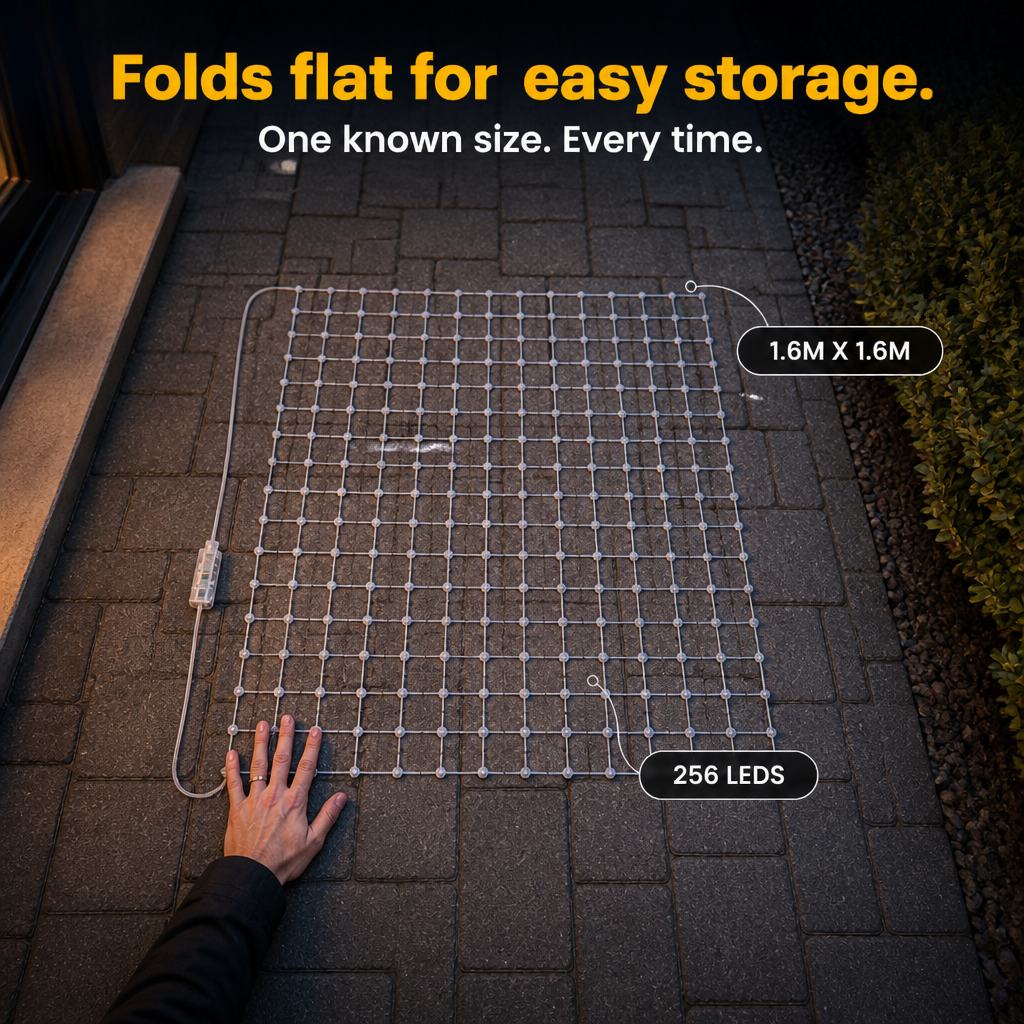 GlowGrid Faltbares RGBIC Lichternetz mit App-Steuerung