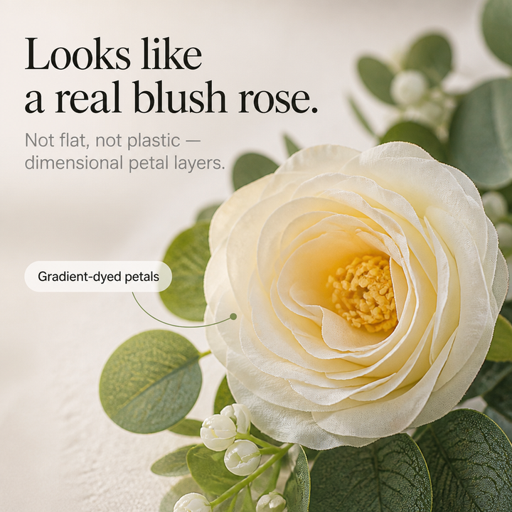 Dekorative Girlande Weiße Rosen Mit Eukalyptus