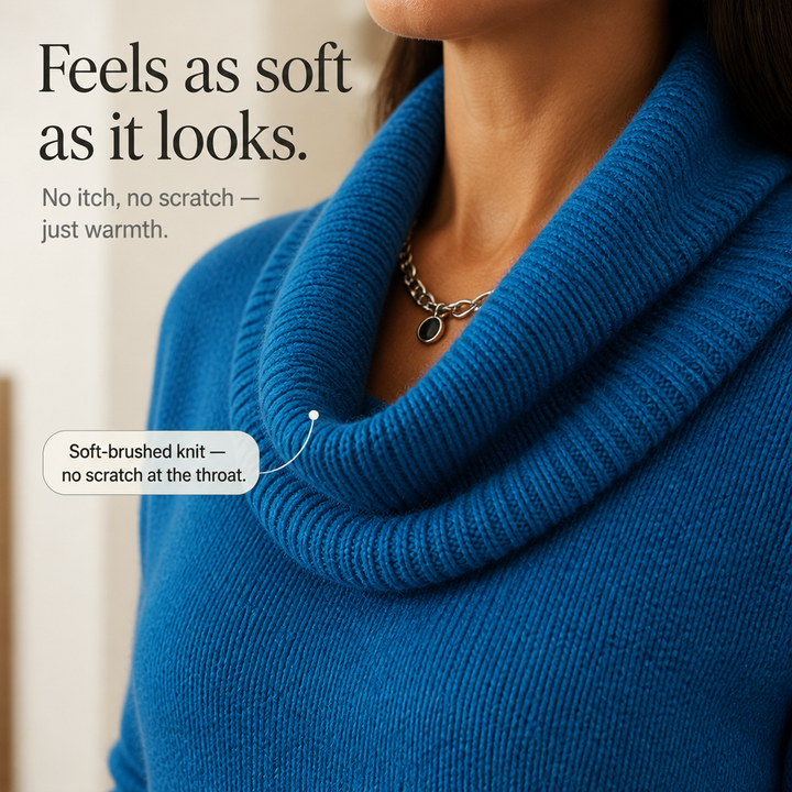 Damen Tunika Pullover Mit Wasserfallkragen