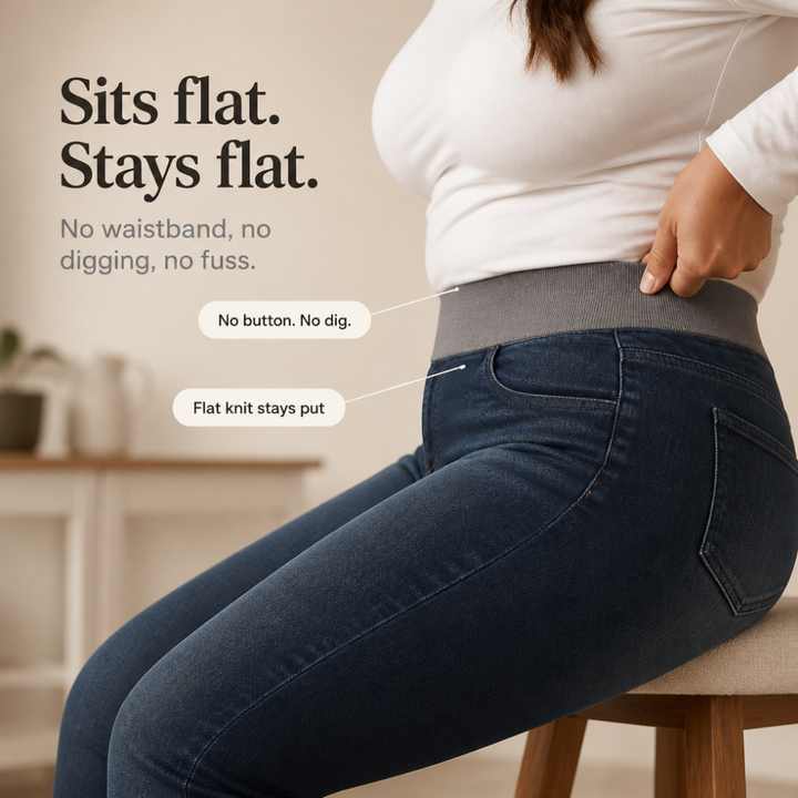 Damen Jeans Hohe Taille Stretch Zum Reinschlüpfen