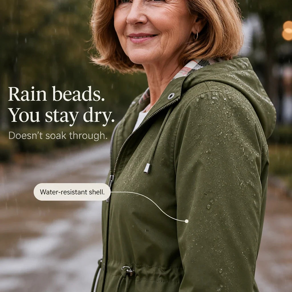 Imperméable avec capuche amovible et taille réglable