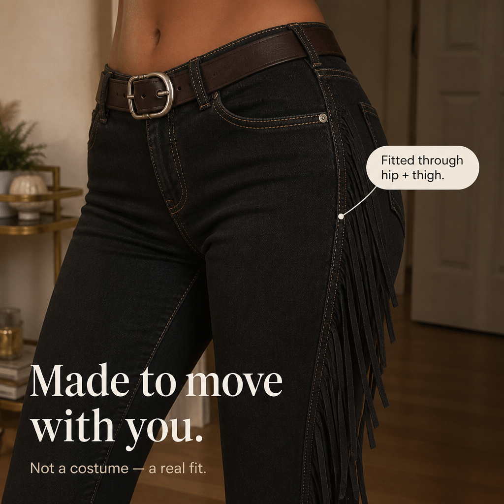 Damen Fransen Schlagjeans Western