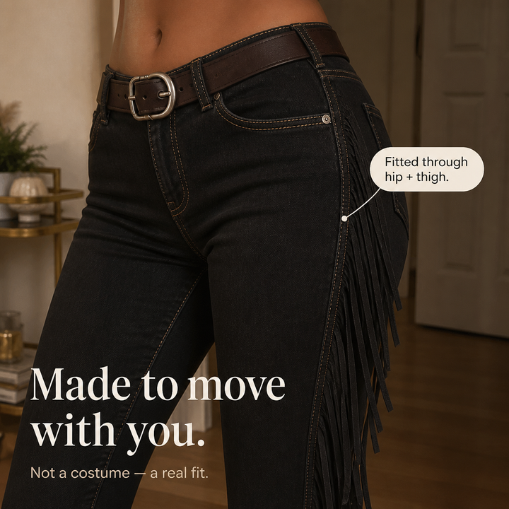 Damen Fransen Schlagjeans Western