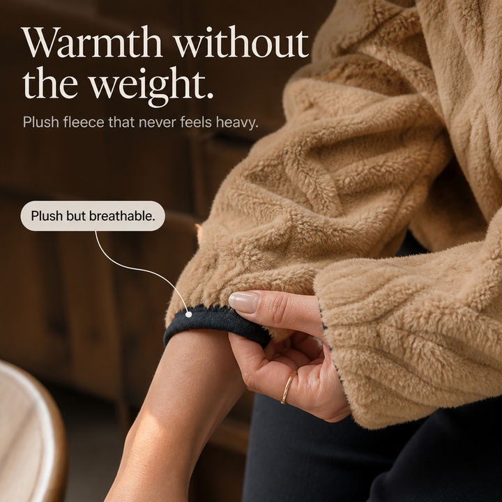 Plushly | Flauschiger Half-Zip Pullover mit Känguru-Tasche