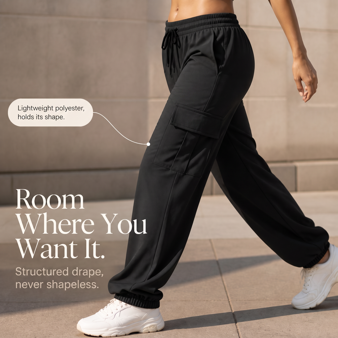 Damen Cargo Jogger Hohe Taille Weites Bein