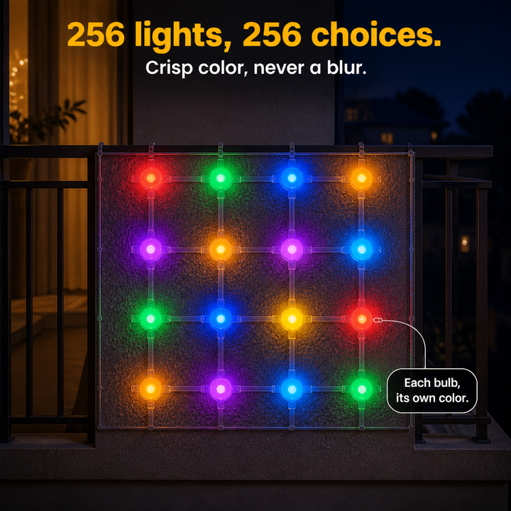 GlowGrid Faltbares RGBIC Lichternetz mit App-Steuerung