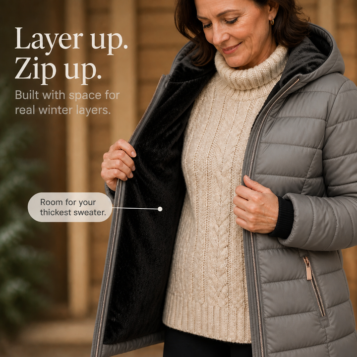 Damen Winterjacke Mittellang Mit Plüsch Und Kapuze