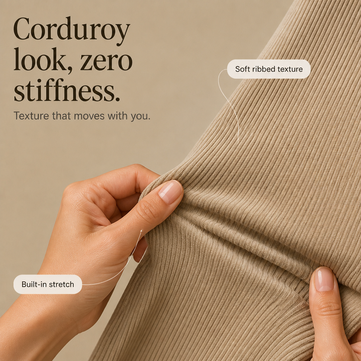 Damen Cordhose Hohe Taille Weites Bein Stretch