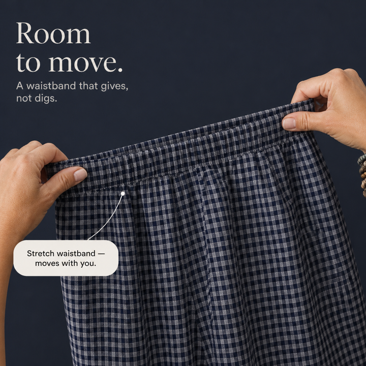 Elara | Gingham-Zweiteiler mit Peplum-Oberteil und weiter Hose