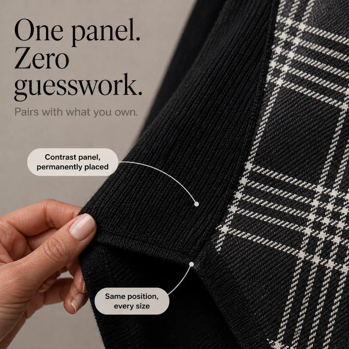 Jersey de punto con panel de cuadros asimétrico