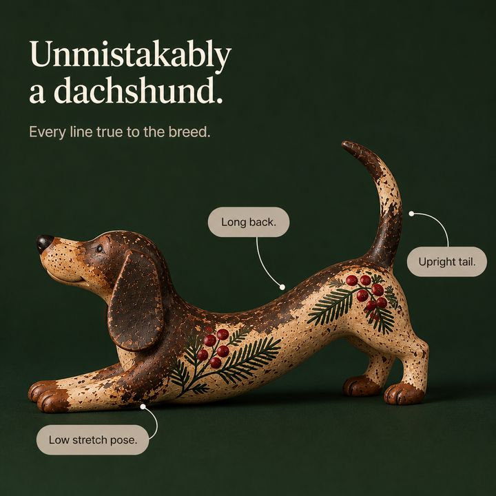 Holly Hound Dackel-Weihnachtsfigur aus Resin
