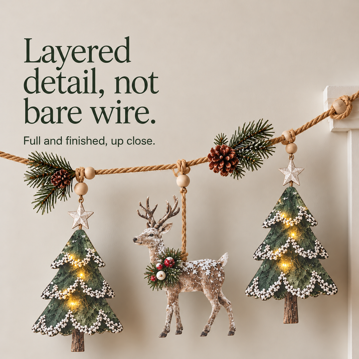 Woodland Glow | Weihnachts-Girlande mit Tannenzapfen und Hirsch