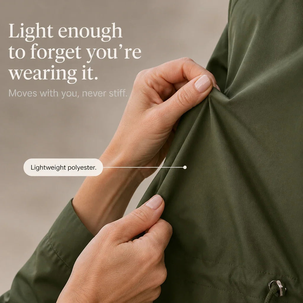 Imperméable avec capuche amovible et taille réglable