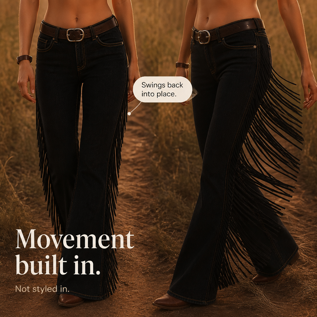 Damen Fransen Schlagjeans Western