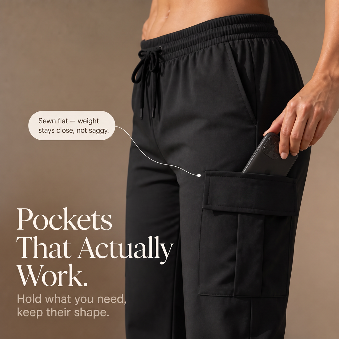 Damen Cargo Jogger Hohe Taille Weites Bein