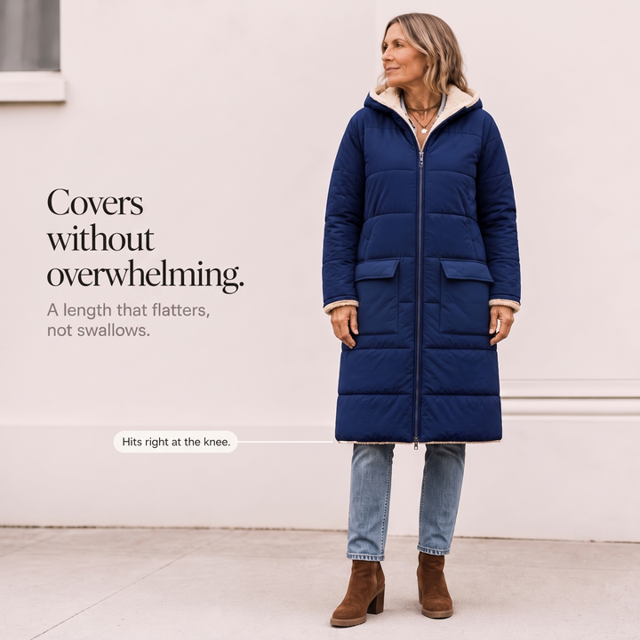 Damen Wendemantel Steppstoff Und Sherpa