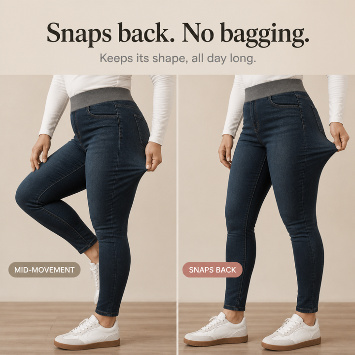 Damen Jeans Hohe Taille Stretch Zum Reinschlüpfen