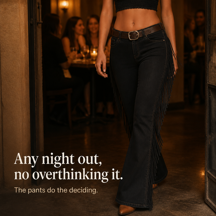 Damen Fransen Schlagjeans Western