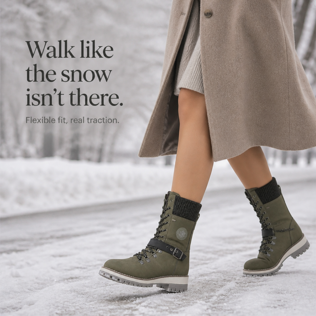 Damen Schneestiefel kniehoch gefüttert mit verstellbarer Schnürung