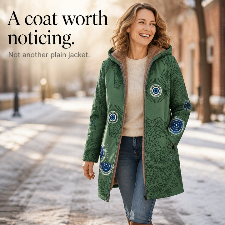 Damen Winterjacke Mit Blattmuster Und Kapuze