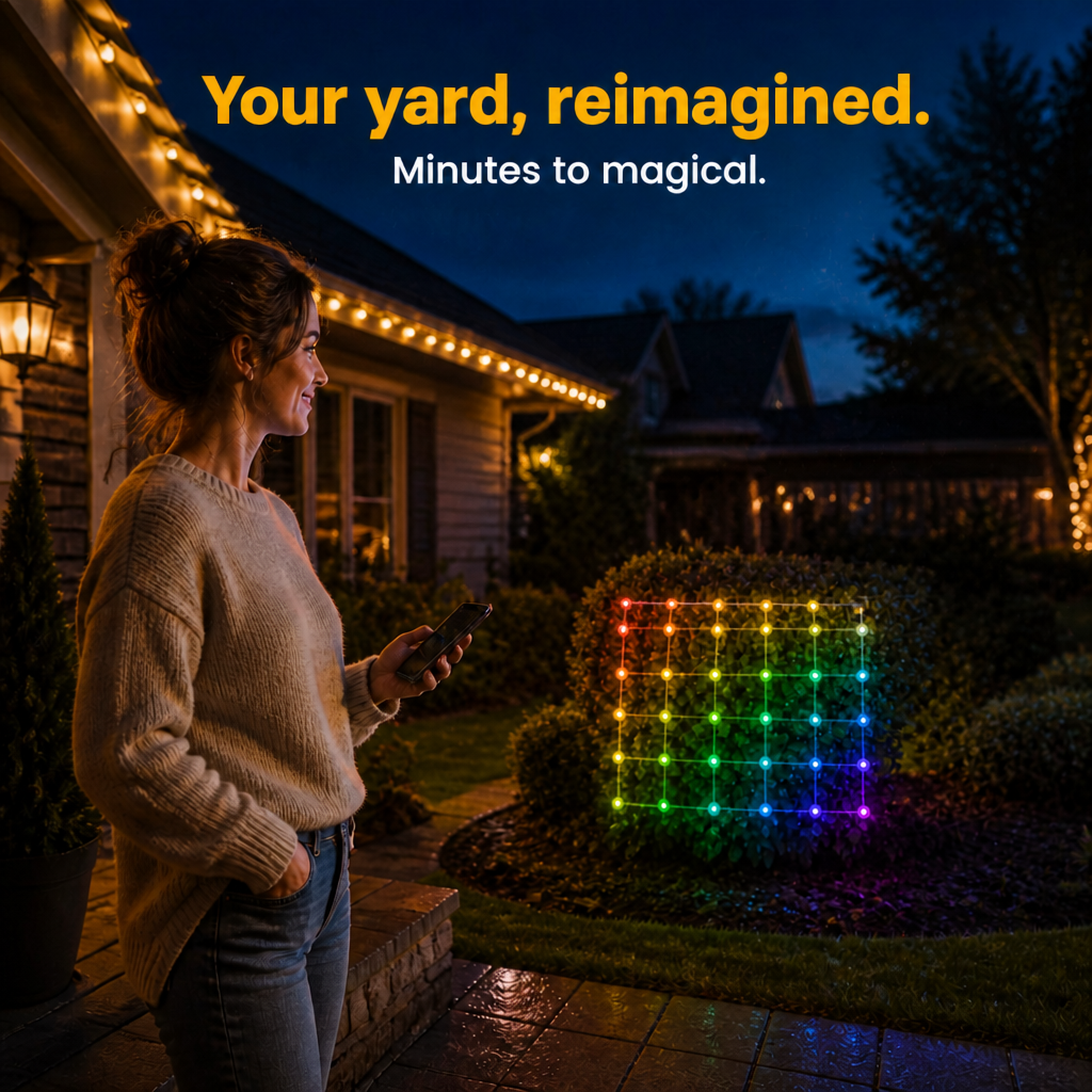 GlowGrid Faltbares RGBIC Lichternetz mit App-Steuerung