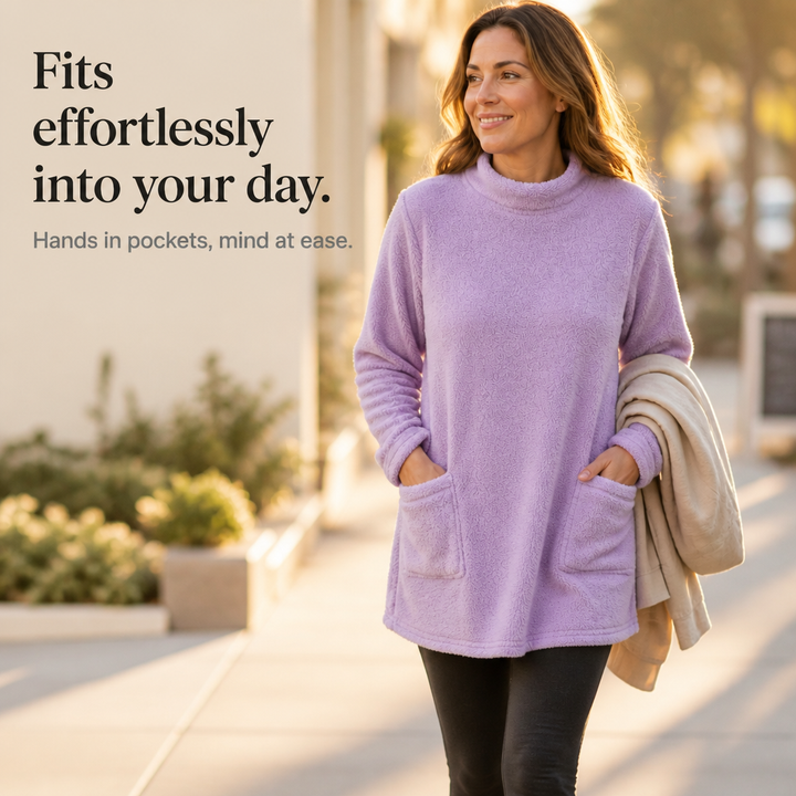 Damen Longsleeve Tunika Mit Fleece Innenfutter