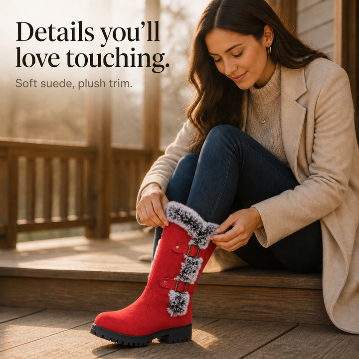 Frostella | Winterstiefel aus Veloursleder mit Fellbesatz
