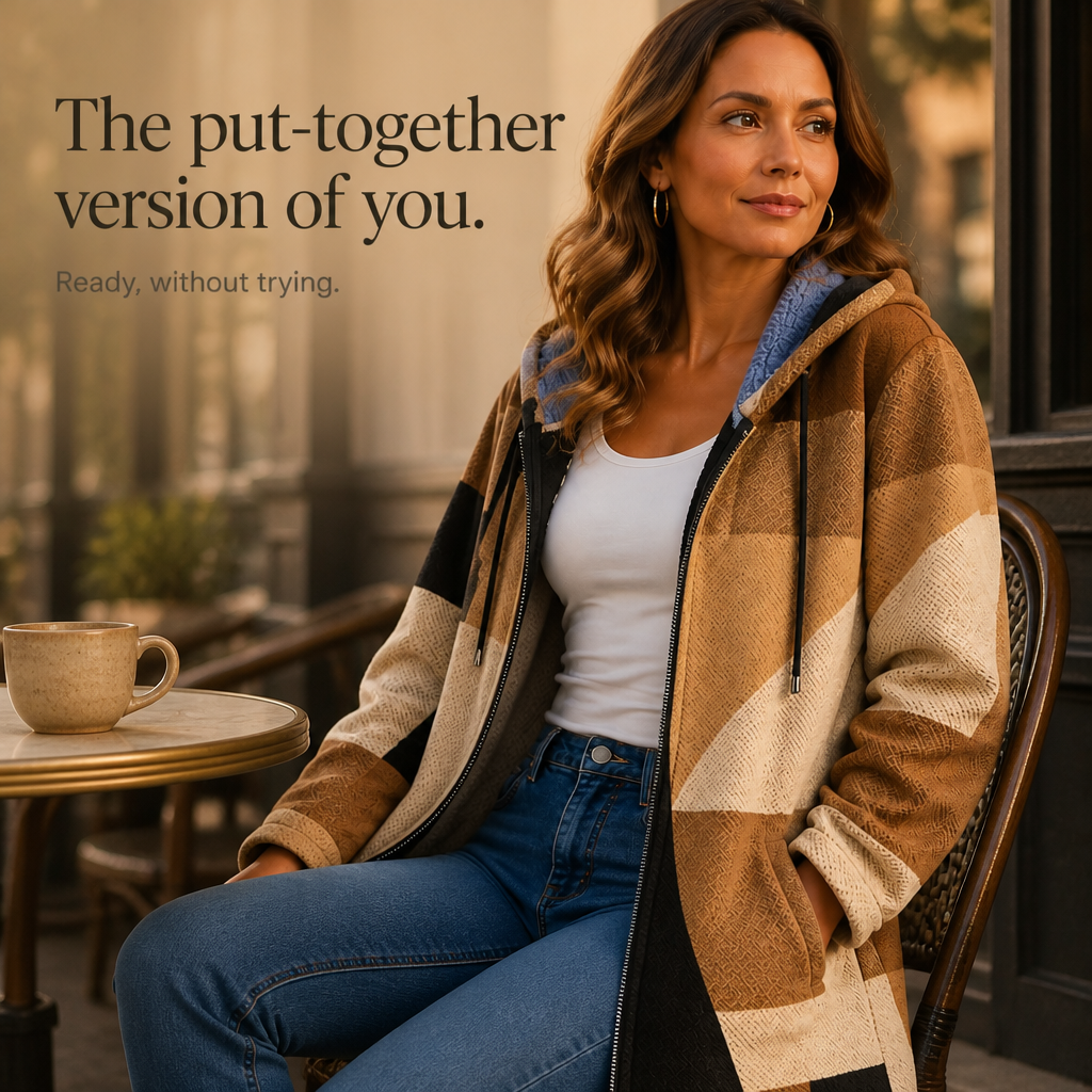 Patchwork Poise | Damen Kapuzenjacke mit geometrischem Colorblock