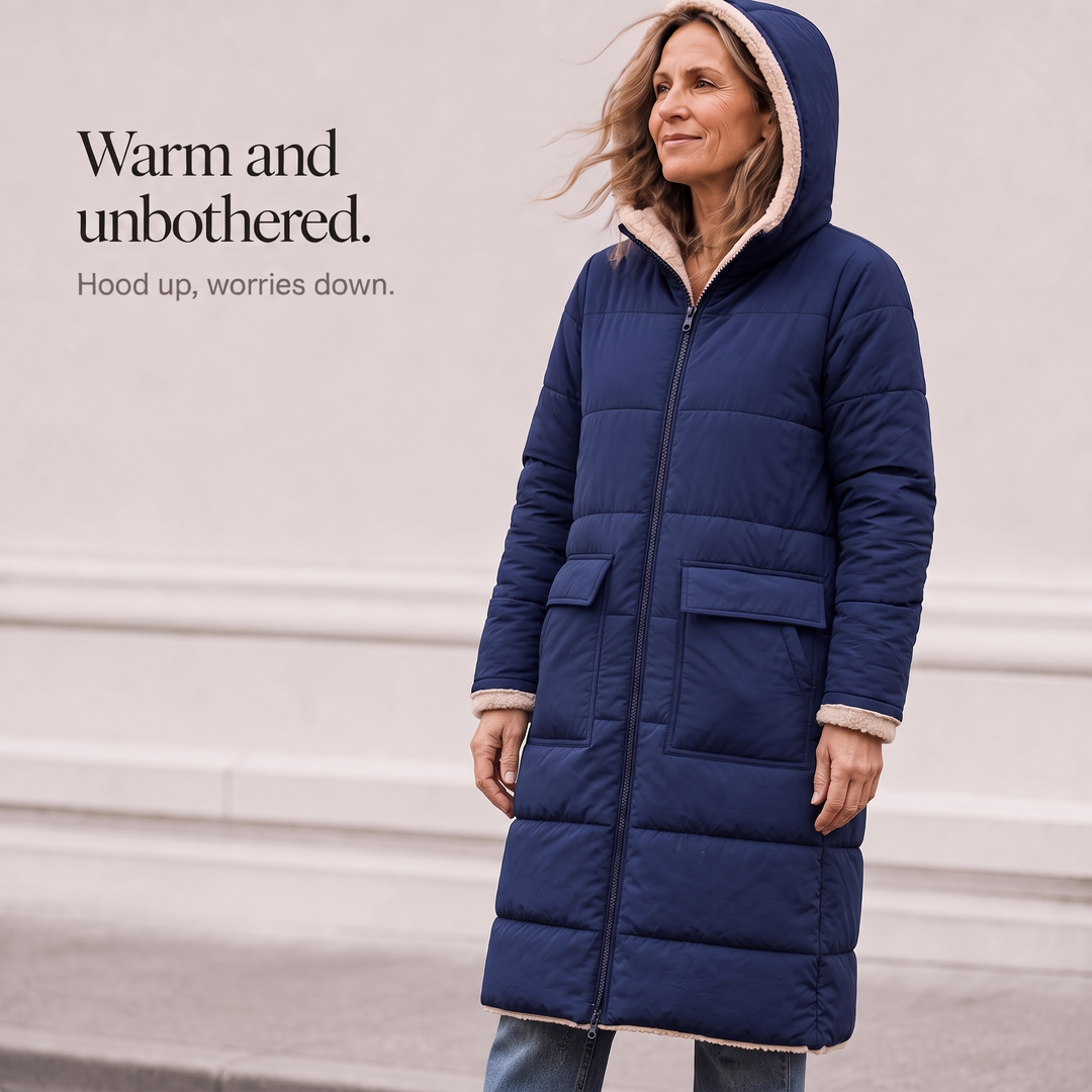 Damen Wendemantel Steppstoff Und Sherpa