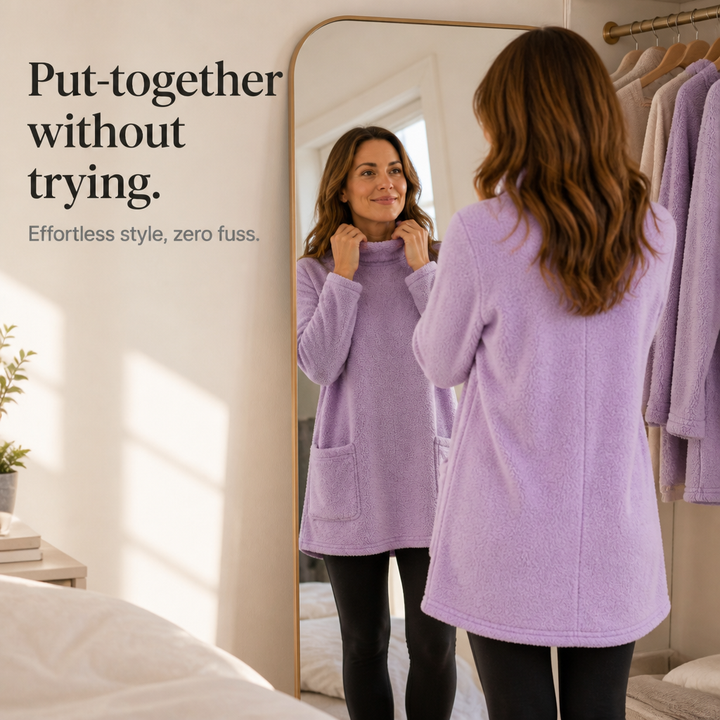 Damen Longsleeve Tunika Mit Fleece Innenfutter