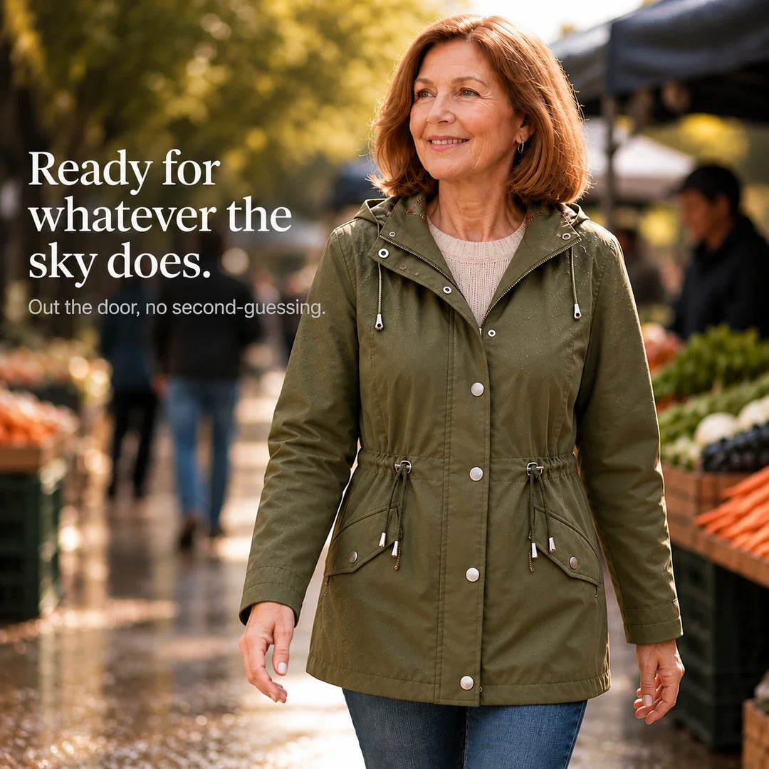Imperméable avec capuche amovible et taille réglable