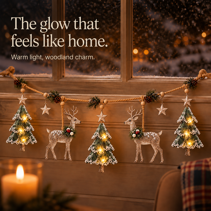 Woodland Glow | Weihnachts-Girlande mit Tannenzapfen und Hirsch
