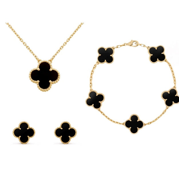 Women's Clover Style 3-in-1 Jewelry Set – Luxury Necklace Bracelet Earrings