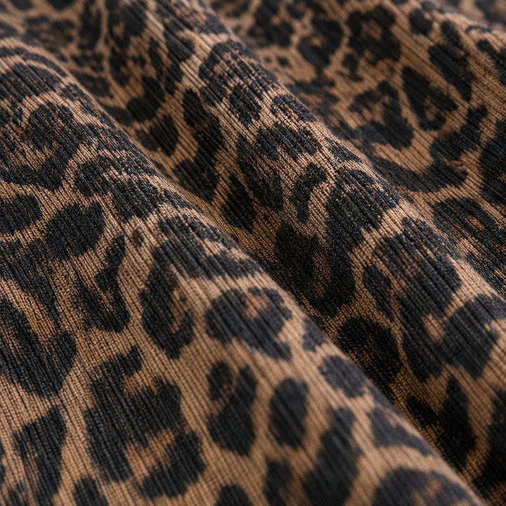 Damen Midikleid Leopardenmuster Mit Rollkragen